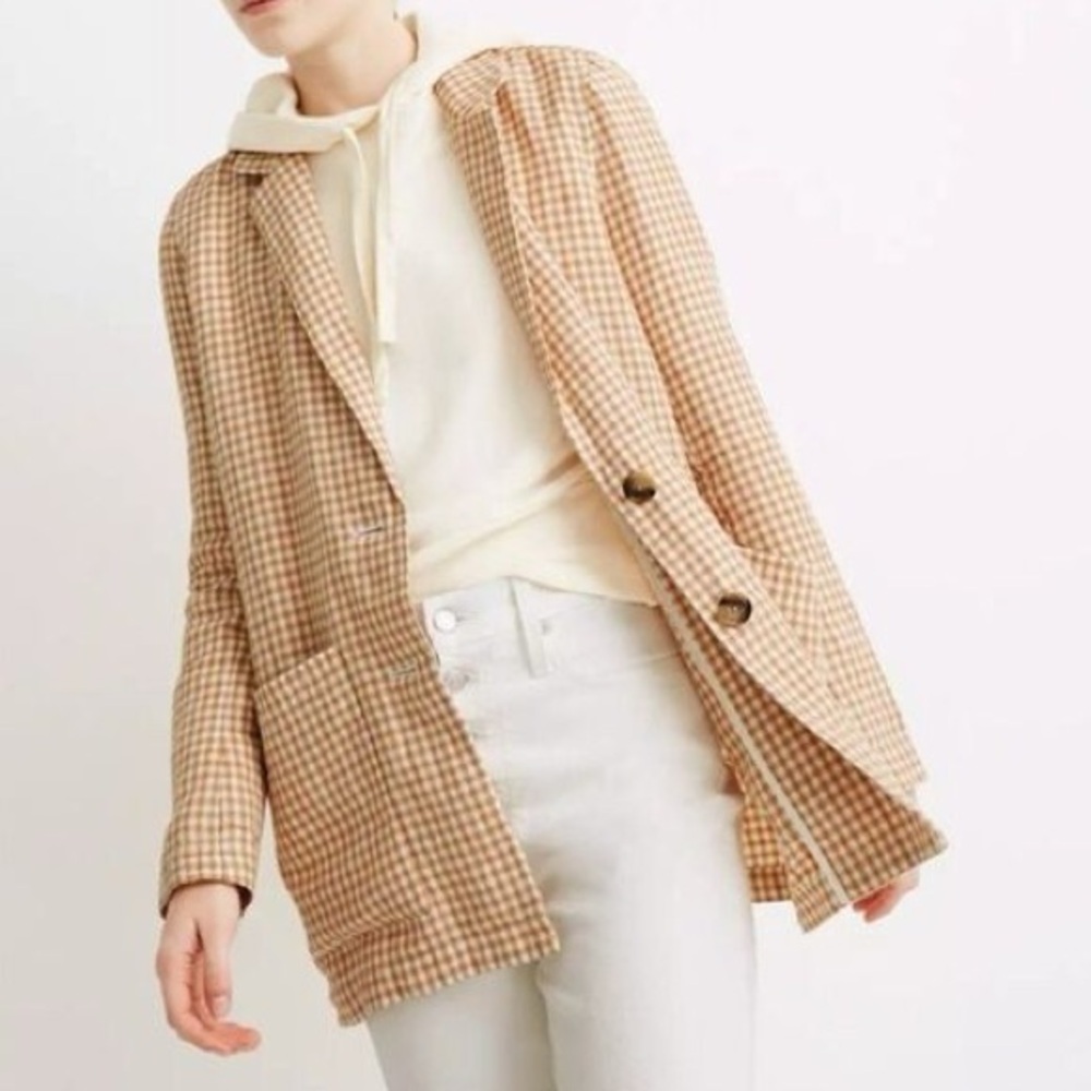 Madewell Linen Dorset Blazer in Gingham Check - Picture 2 of 15